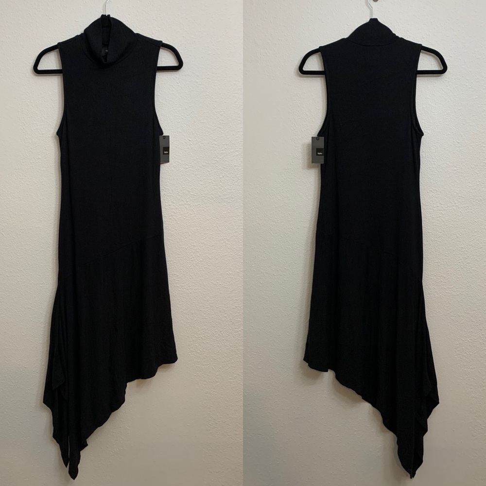 NWT Mossimo Black Ribbed Asymmetrical Dress